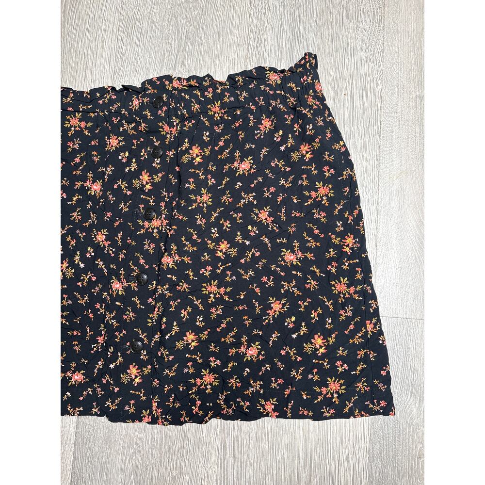 Madewell Floral Paperbag Button Up Mini Skirt XL Black Cottagecore - Picture 2 of 5